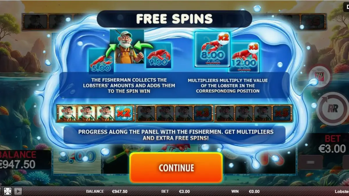 Tampilan visual slot Lobster Splash dengan tema bawah laut dan simbol lobster